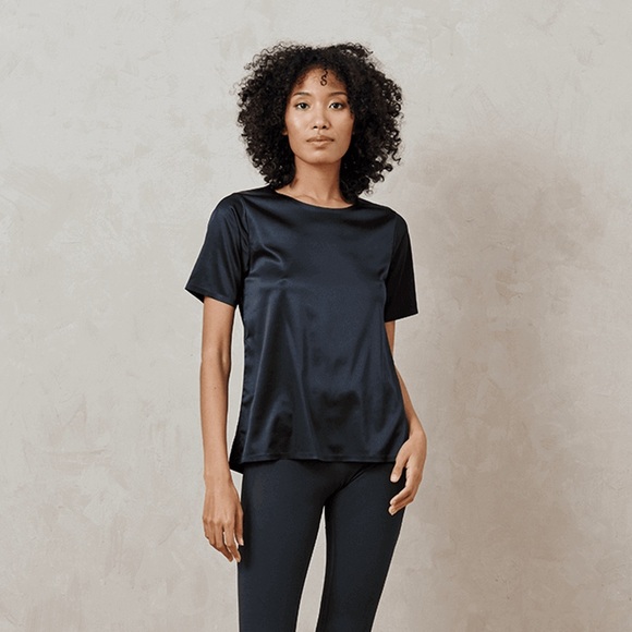 ADAY First Class Satin T-Shirt, ‘Midnight’ black/blue, size XS - Picture 2 of 8